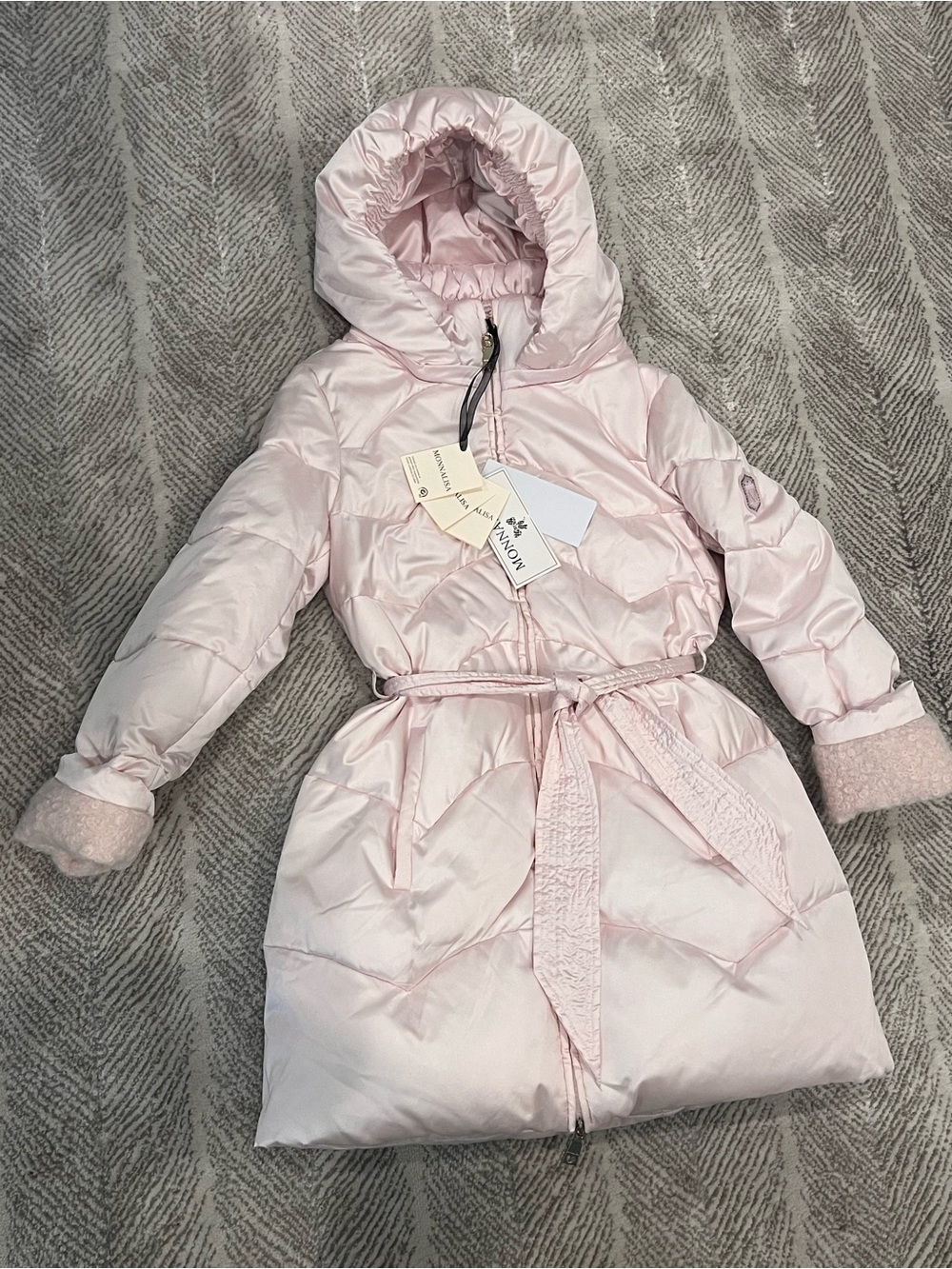 MonnaLisa Light Pink Girls' Puffer Jacket with Hood